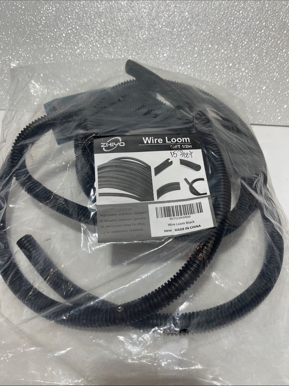 3/$10 Wire Organizer & Protector - Wire Loom Black - 1/2”. 15 feet long.